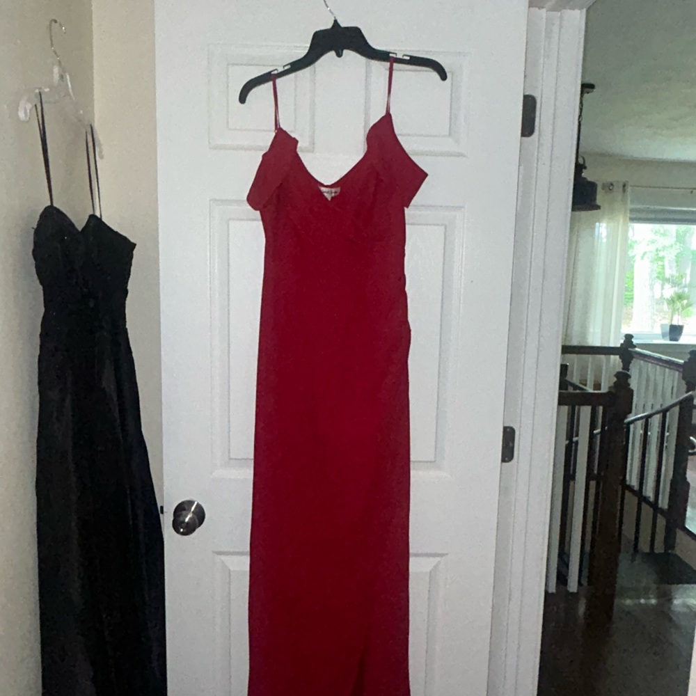 Emerald Sundae Red Slip Dress Spaghetti Strap Cocktail
